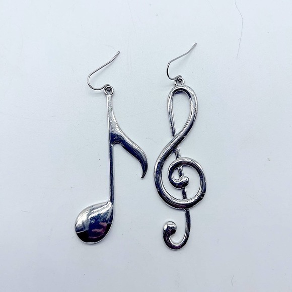 Brand Treble And Bass Clef Music Fashion Silver Earrings